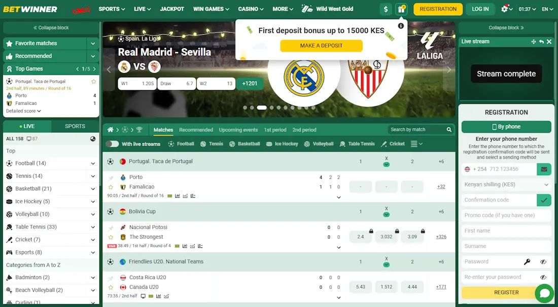 BetWinner Sportsbook and Casino Screenshot